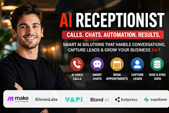 make com elevenlabs vapi ai receptionist bland ai botpress supabase