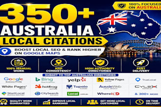 build 350 australia local citations for local SEO and rank your business