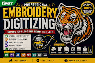 create custom embroidery designs  and logo digitizing