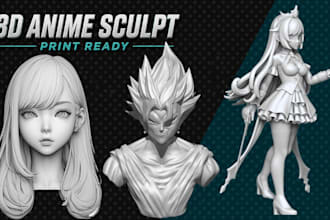 sculpt custom anime figure character bust model and statue stl for 3d printing