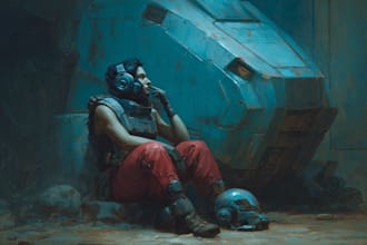 create cinematic sci fi character illustrations