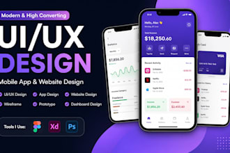 design modern  UI UX, figma mobile app, website design, mockups and prototypes