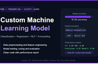 build a machine learning model for prediction, classification, or nlp