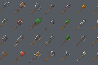 create pixel art icon, pixel asset , items for your game