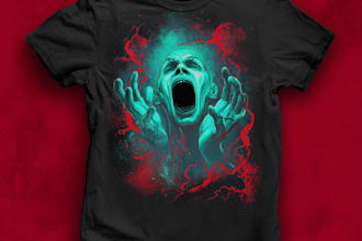 create t shirt illustration horror theme