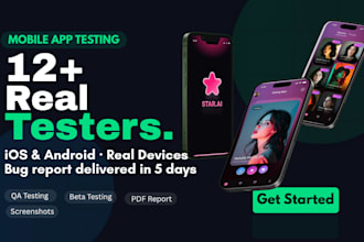 provide  12 real users for mobile app beta testing and bug reporting