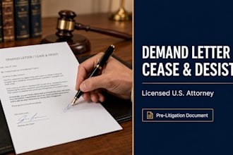 professionally draft a legal demand letter or cease and desist letter