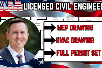 usa license engineer for full permit set,adu plan,mep plan,load calc,hvac plan