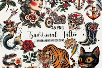 create custom traditional tattoo art logo