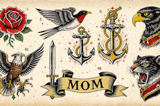 make traditional or old school tattoo design