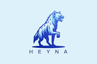 design a unique hyena pixel art, retro 8bit animal mascot logo