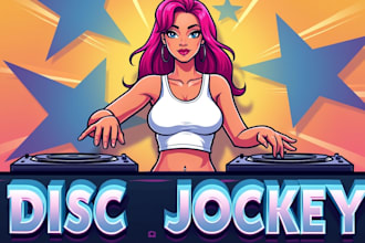 make eye catching disc jockey mascot logo in my style