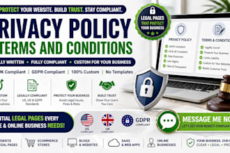 write US UK gdpr privacy policy and terms and conditions for website