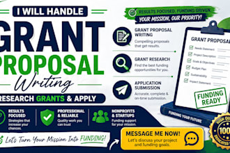 handle grant proposal writing, grant research, and application submission