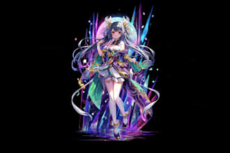 draw anime art illustration, original character, fanart, card game