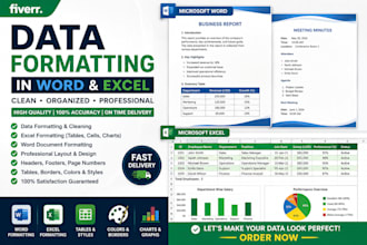 data formatting, data entry