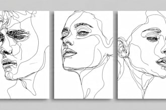 make scribble art, abstract line portrait