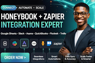 honeybook google sheets slack asana quickbooks flodesk trello zapier integration