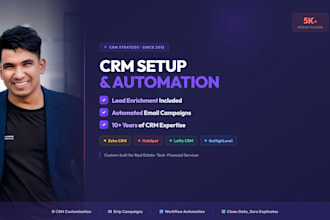 set up zoho hubspot lofty CRM, run automated b2b email marketing campaign