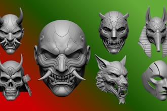 create 3d mask, helmet, anime mask, halloween mask, cosplay mask, and stl file