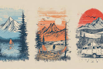 make hand drawn vintage retro illustration for tshirt design