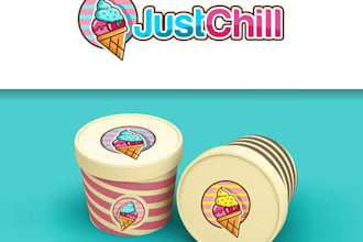 design modern ice cream shop, food business branding, dessert logo