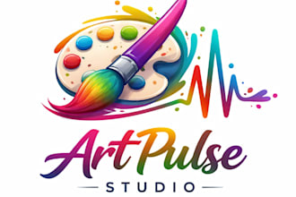 design creative painting, artist , brush art logo for business brand