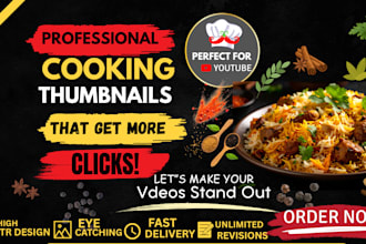 design professional cooking thumbnails and banners