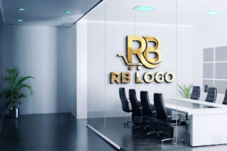 design luxury 3d glass office wall mockup for your logo