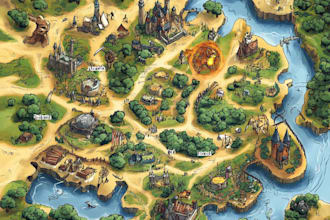create detailed fantasy cartography game world maps
