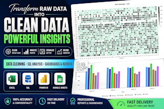 clean messy data and turn raw data into dashboards and insights