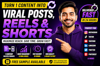 repurpose your content into viral posts, reels and shorts