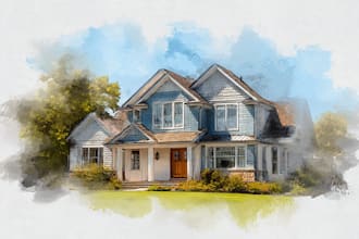 turn your home into watercolor house painting