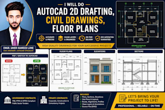 do autocad 2d drafting, civil drawings, floor plans