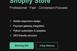 create a professional shopify store for your business