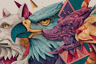 design you geometric, colorful, mythological or animal tattoo