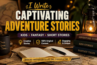 write captivating kids adventure story, fantasy story, short story ghostwriting