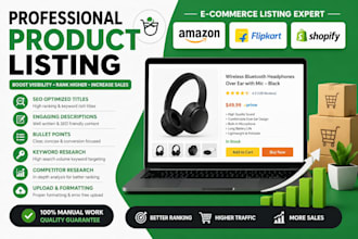 create professional product listings for amazon, flip kart