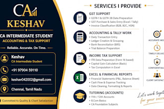 do gst, itr filing regitration,accounting,data entry