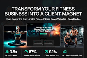 design fitness coach website, gym landing page, yoga website that gets clients