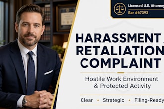 write your workplace harassment or retaliation complaint as a US attorney