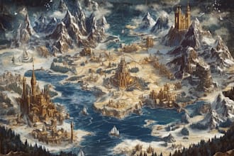 do medieval fantasy map, isometric vector map illustration