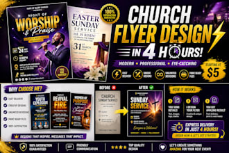 create modern church flyer, gospel event or worship flyer fast
