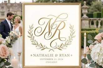 design custom signature logo wedding monogram emblem