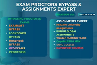 help with herzing, purdue global, sophia, umpi, capella, snhu, examsoft lockdown