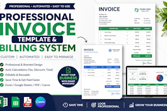 create professional invoice template, billing system and automated invoicing