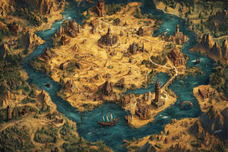vector map illustration fantasy map design city map