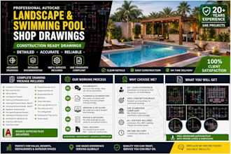 swimming pool and landscape construction drawings