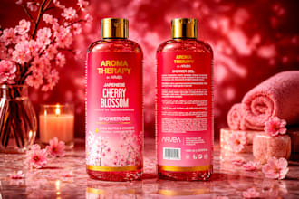 design luxury cosmetic label and realistic product mockup