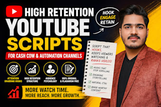 write high retention youtube scripts for faceless cash cow automation channels